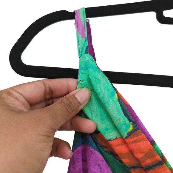 Jams World Hula Moon Women XL Dress Green Purple Abstract Floral Maxi Hawaiian - Picture 4 of 10